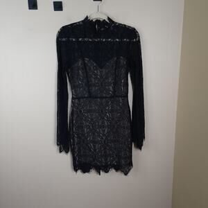Ryse The Label Lace Overlay Bodycon Dress in Black Size S